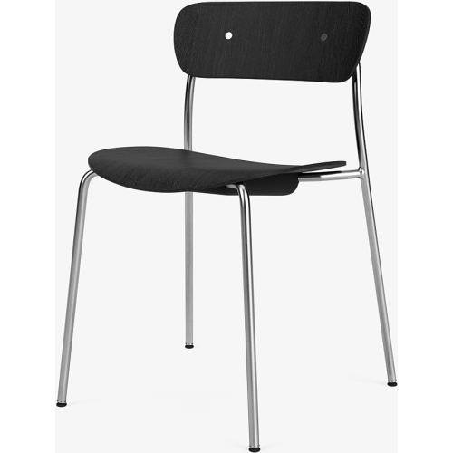 Pavilion AV1 chair – black lacquered oak + chrome fittings + chrome legs - &Tradition