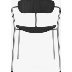 Pavilion AV2 chair – black lacquered oak + black fittings + chrome legs - &Tradition