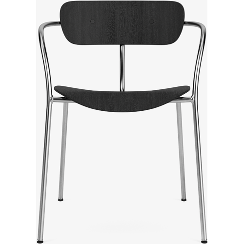 Pavilion AV2 chair – black lacquered oak + black fittings + chrome legs - &Tradition