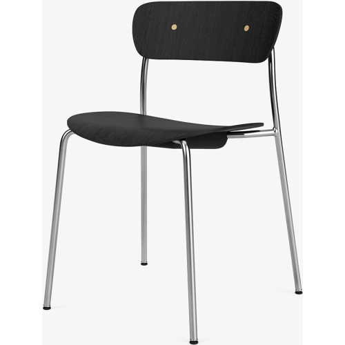 Pavilion AV1 chair – black lacquered oak + brass fittings + chrome legs - &Tradition