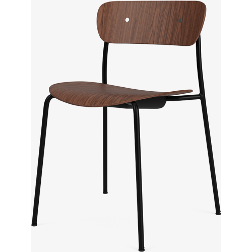 Pavilion AV1 chair – lacquered walnut + chrome fittings + black legs - &Tradition