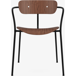 Pavilion AV2 chair – lacquered walnut + chrome fittings + black legs - &Tradition