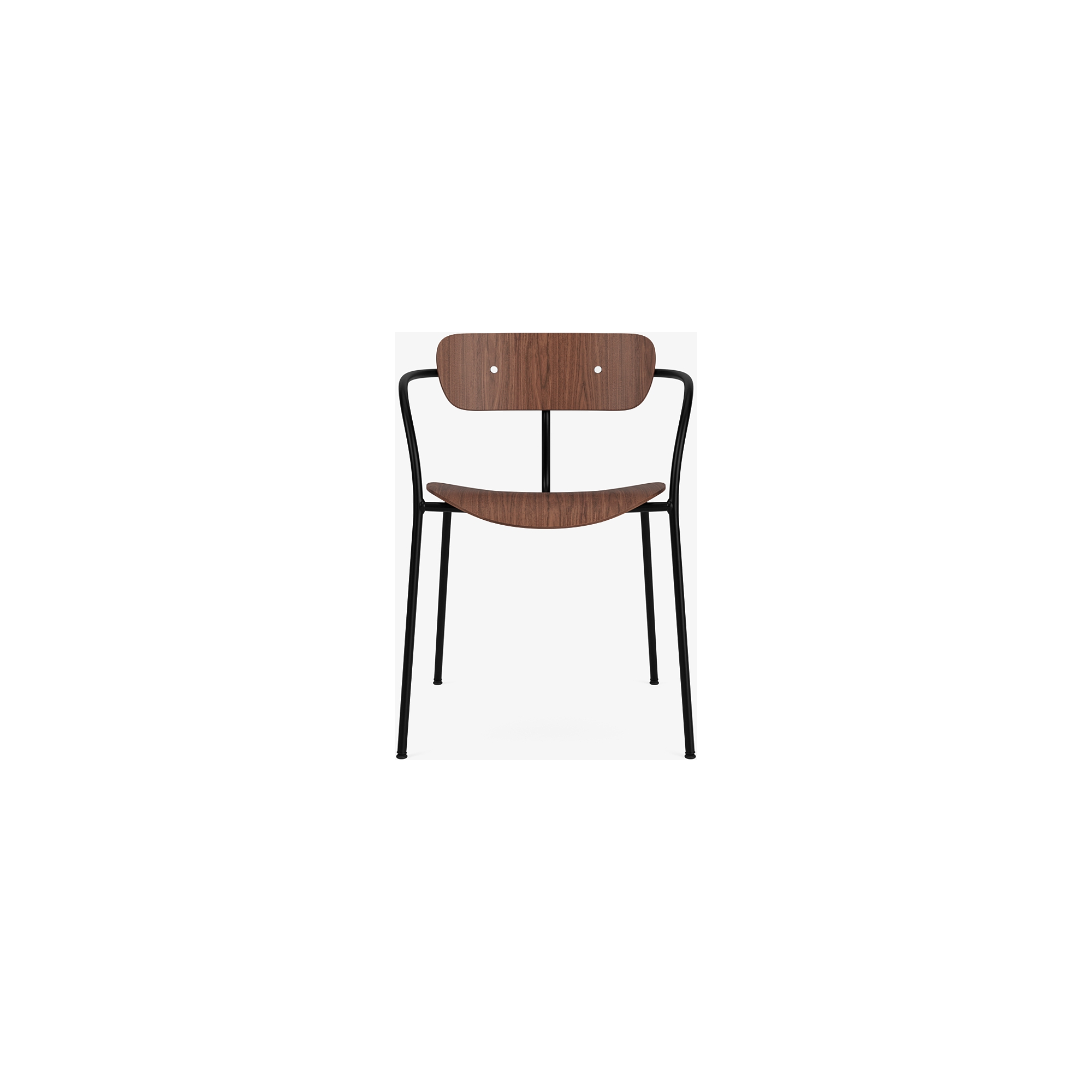 Pavilion AV2 chair – lacquered walnut + chrome fittings + black legs - &Tradition