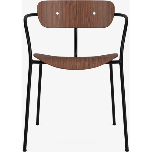 Pavilion AV2 chair – lacquered walnut + chrome fittings + black legs - &Tradition