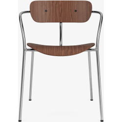 Pavilion AV2 chair – lacquered walnut + black fittings + chrome legs - &Tradition