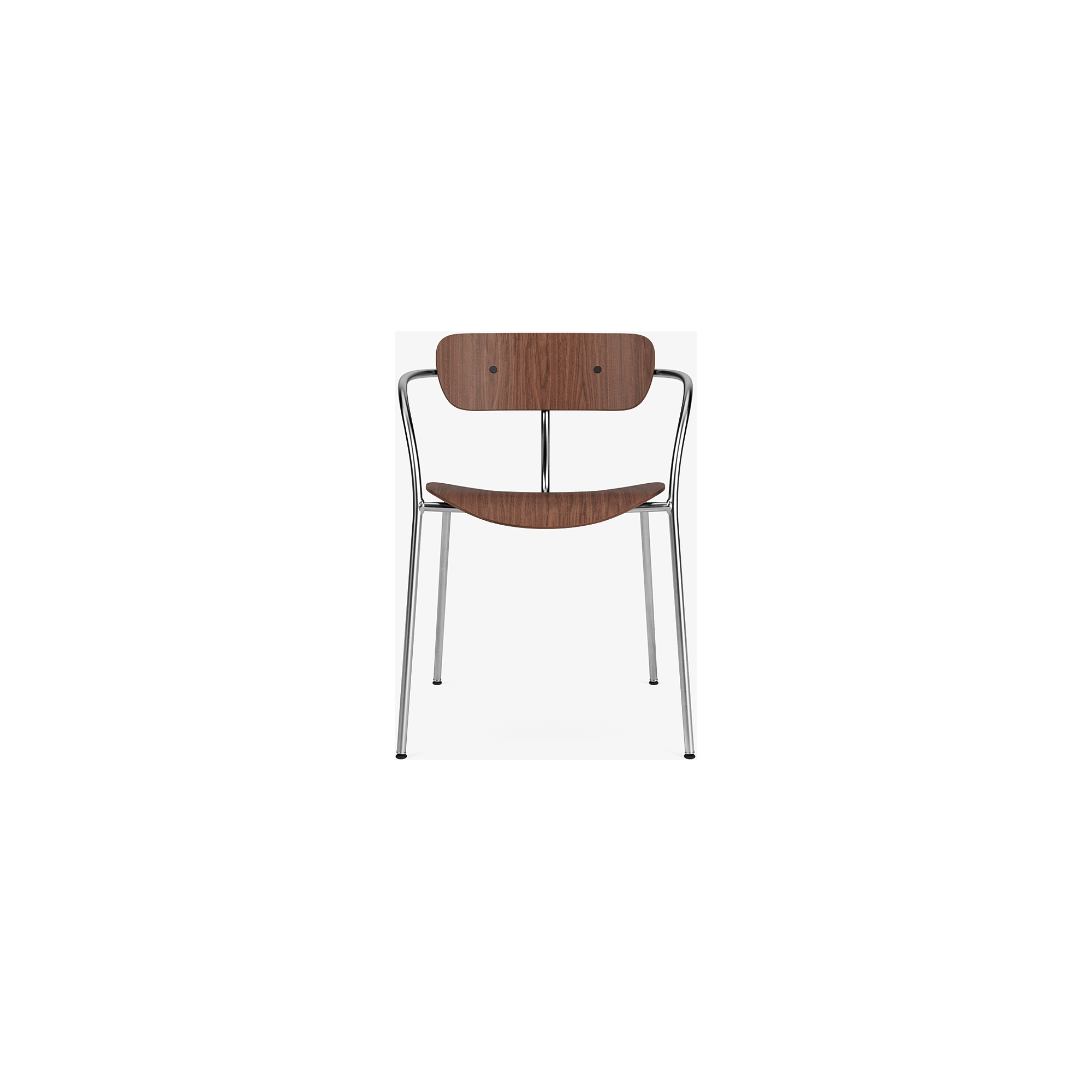 Pavilion AV2 chair – lacquered walnut + black fittings + chrome legs - &Tradition