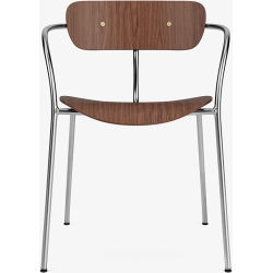 Pavilion AV2 chair – lacquered walnut + brass fittings + chrome legs - &Tradition