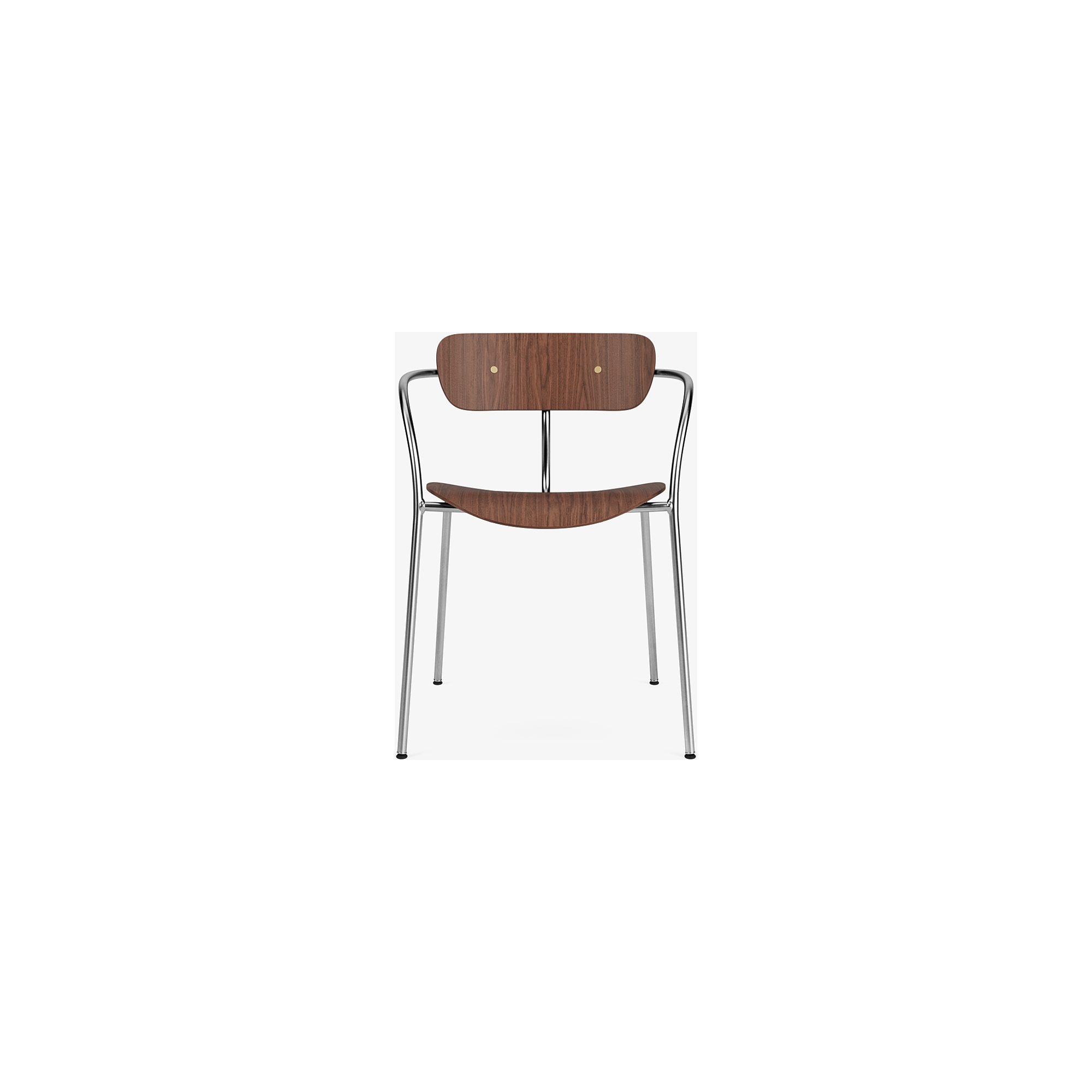 Pavilion AV2 chair – lacquered walnut + brass fittings + chrome legs - &Tradition