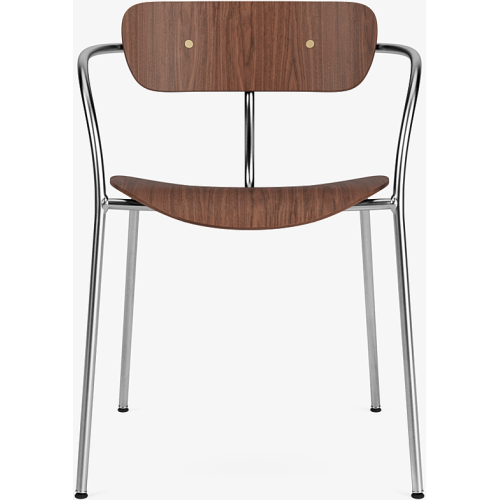 Pavilion AV2 chair – lacquered walnut + brass fittings + chrome legs - &Tradition