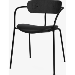 Chaise Pavilion AV4 – Chêne noir + cuir Tailor Black + boutons et piètement noir - &Tradition