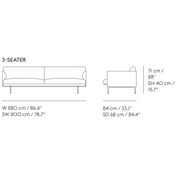 Canapé Outline 3 places – Clay 12 + pieds noirs - Muuto