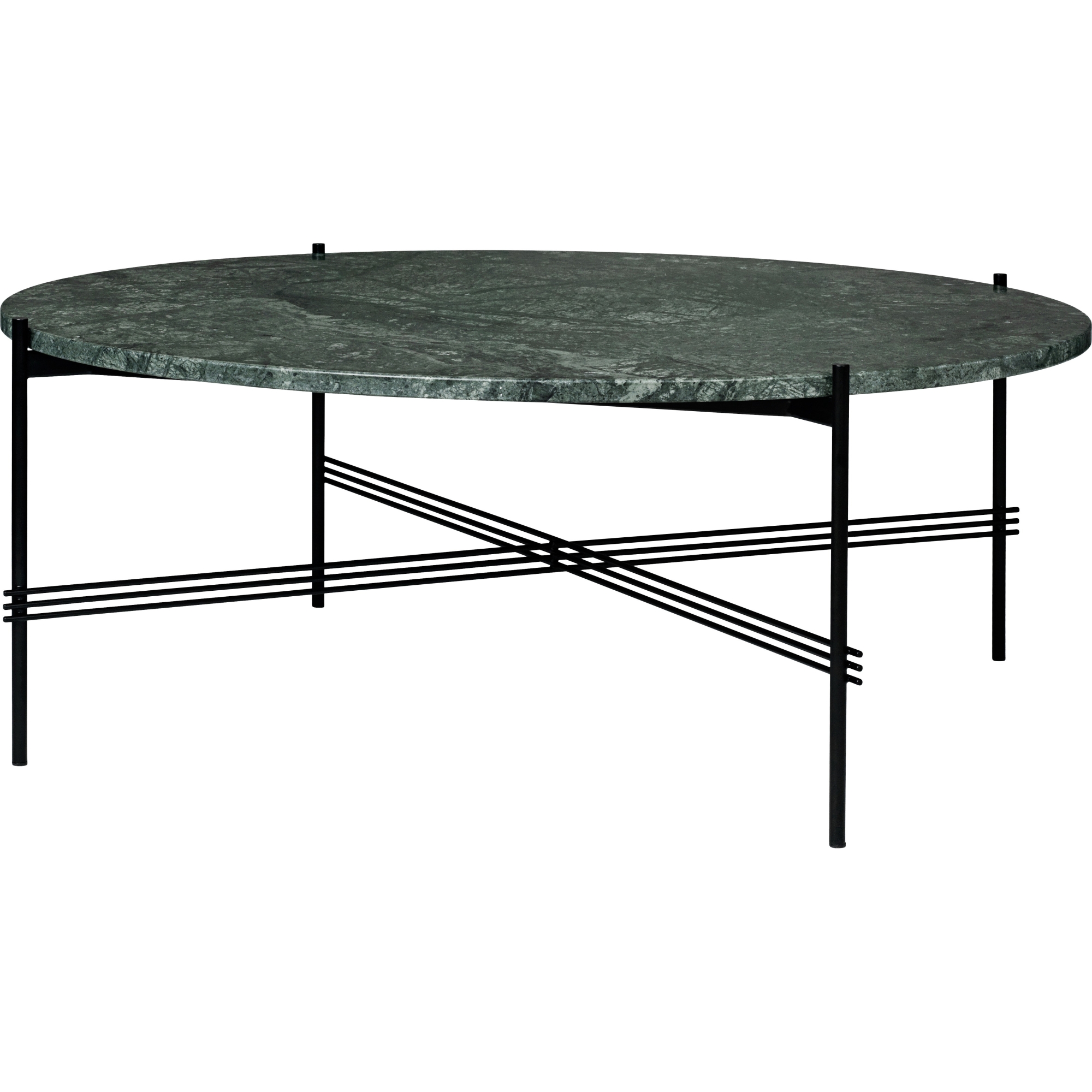 Ø105xH40cm - marbre vert - base noire - table ronde TS - Gubi