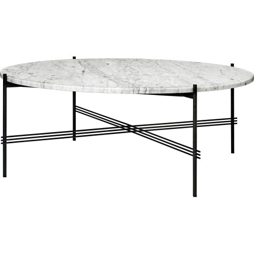 Ø105xH40cm - marbre blanc - base noire - table ronde TS - Gubi