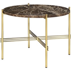 Ø55xH41cm - brown marble - brass base - TS round table - Gubi