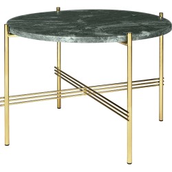 Ø55xH41cm - marbre vert - base laiton - table ronde TS - Gubi