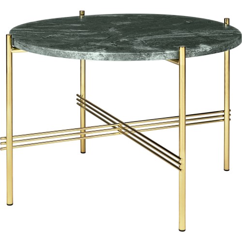 Ø55xH41cm - marbre vert - base laiton - table ronde TS - Gubi