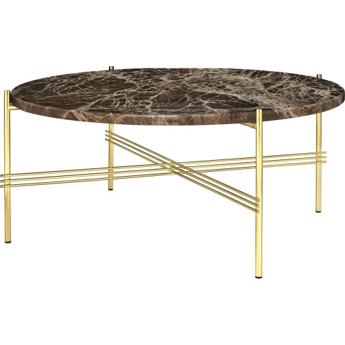 Ø80xH35cm - brown marble - brass base - TS round table - Gubi