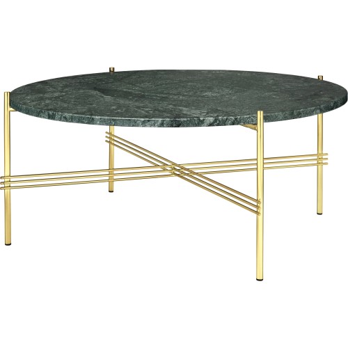 Ø80xH35cm - green marble - brass base - TS round table - Gubi