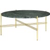 Ø80xH35cm - marbre vert - base laiton - table ronde TS - Gubi