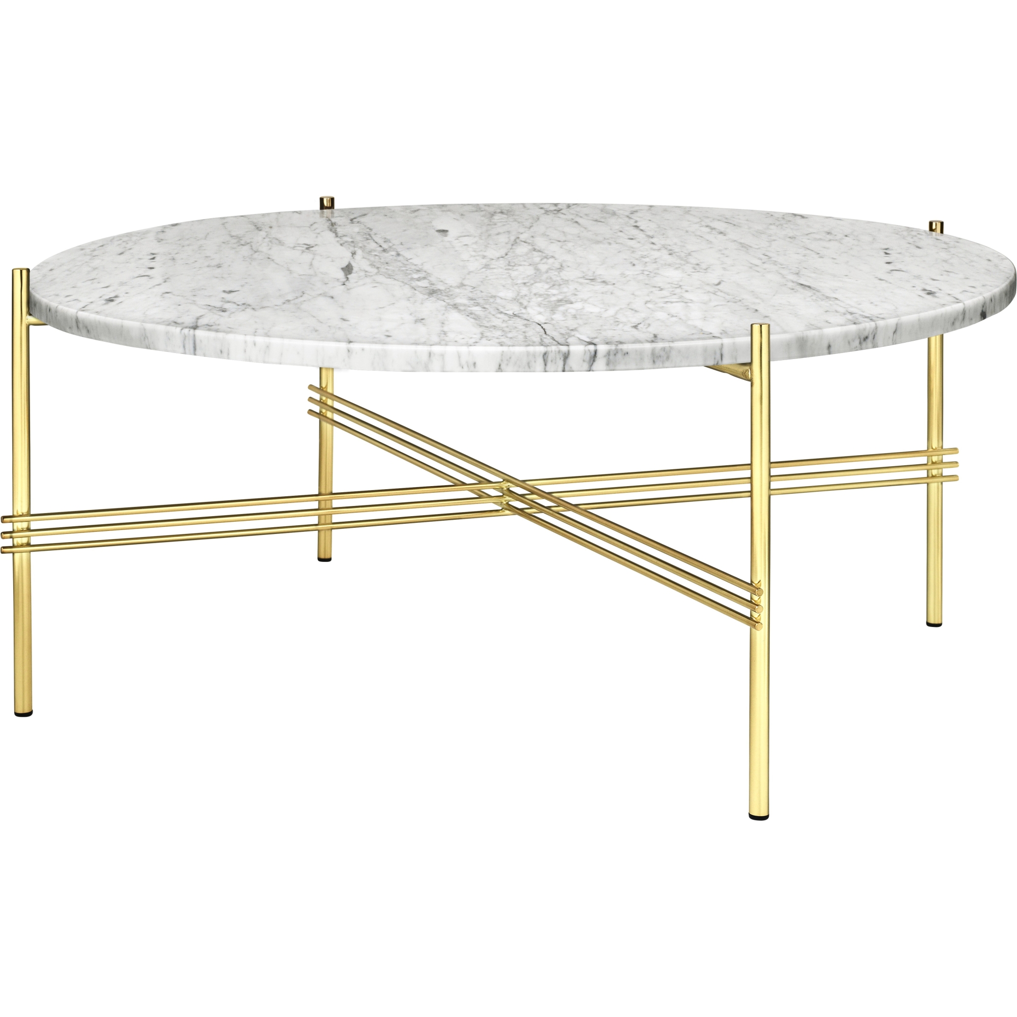 Ø80xH35cm - marbre blanc - base laiton - table ronde TS - Gubi