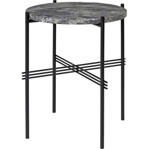 Ø40xH51cm - marbre gris - base noire - table ronde TS - Gubi