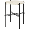 Ø40xH51cm - travertin neutral white - base noire - table ronde TS - Gubi