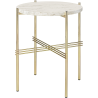 Ø40xH51cm - neutral white travertine - brass base - TS round table - Gubi