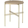 Ø40xH51cm - warm taupe travertine - brass base - TS round table - Gubi