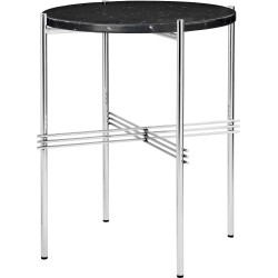 Ø40xH51cm - black marble - polished steel base - TS round table - Gubi