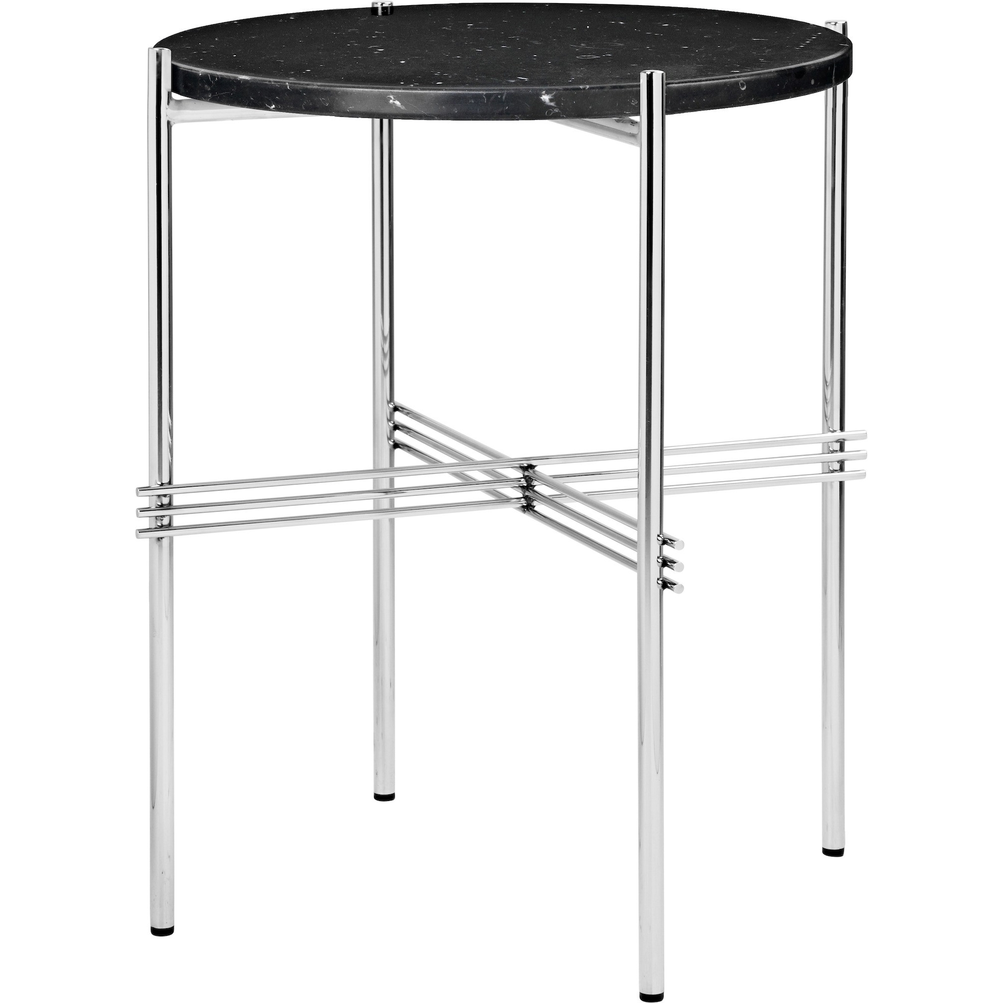 Ø40xH51cm - black marble - polished steel base - TS round table - Gubi