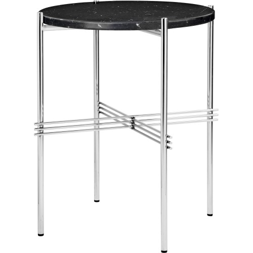 Ø40xH51cm - marbre noir - base acier poli - table ronde TS - Gubi