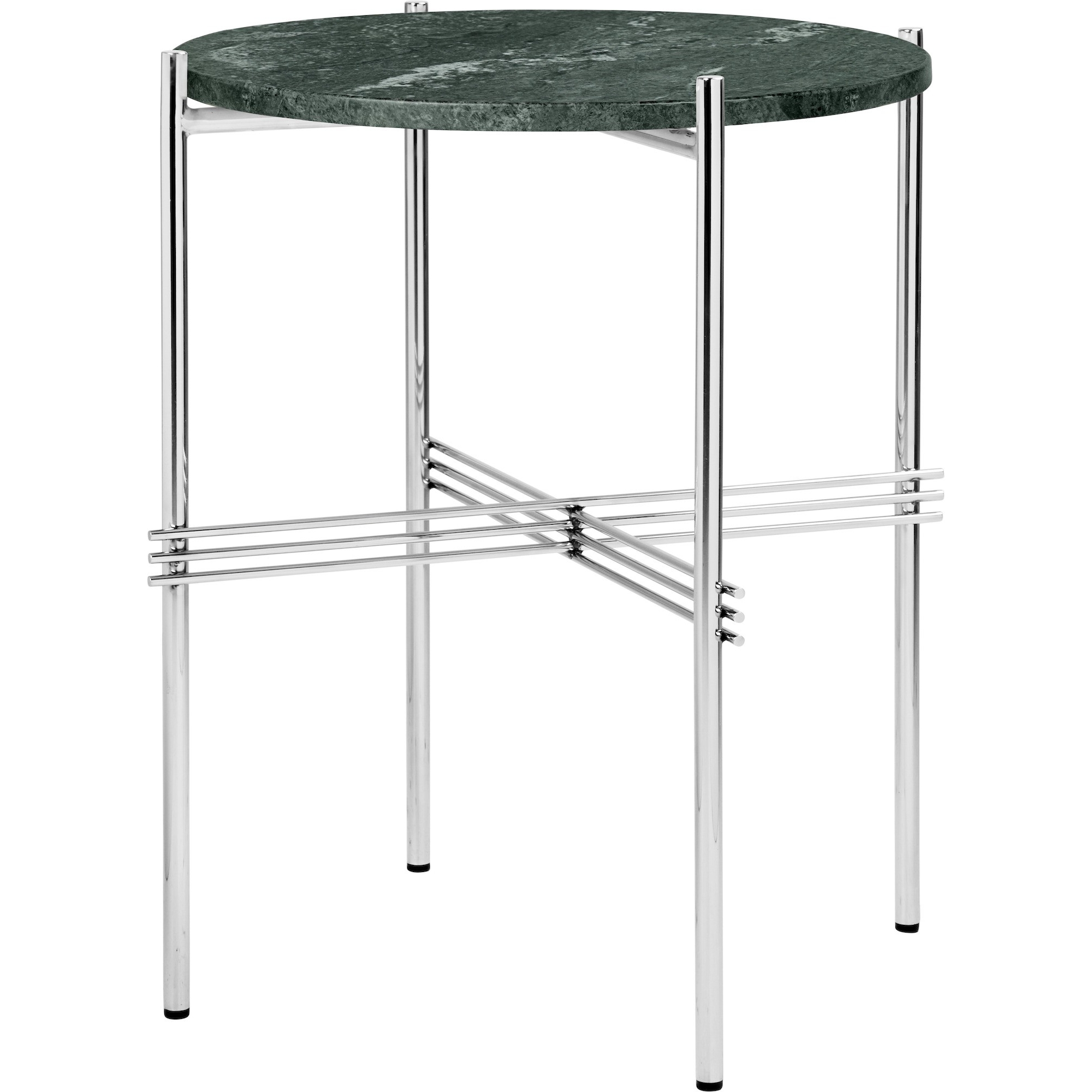 Ø40xH51cm - marbre vert - base acier poli - table ronde TS - Gubi