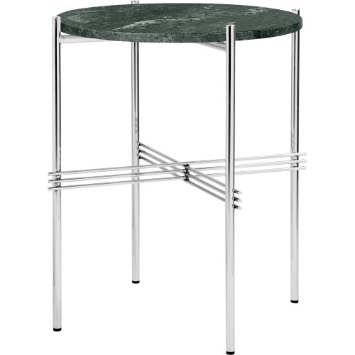 Ø40xH51cm - marbre vert - base acier poli - table ronde TS - Gubi