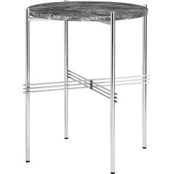 Ø40xH51cm - marbre gris - base acier poli - table ronde TS - Gubi