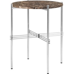 Ø40xH51cm - brown marble - polished steel base - TS round table - Gubi