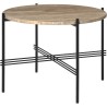 Ø55xH41cm - travertin warm taupe - base noire - table ronde TS - Gubi