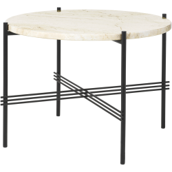 Ø55xH41cm - neutral white travertine - black base - TS round table - Gubi