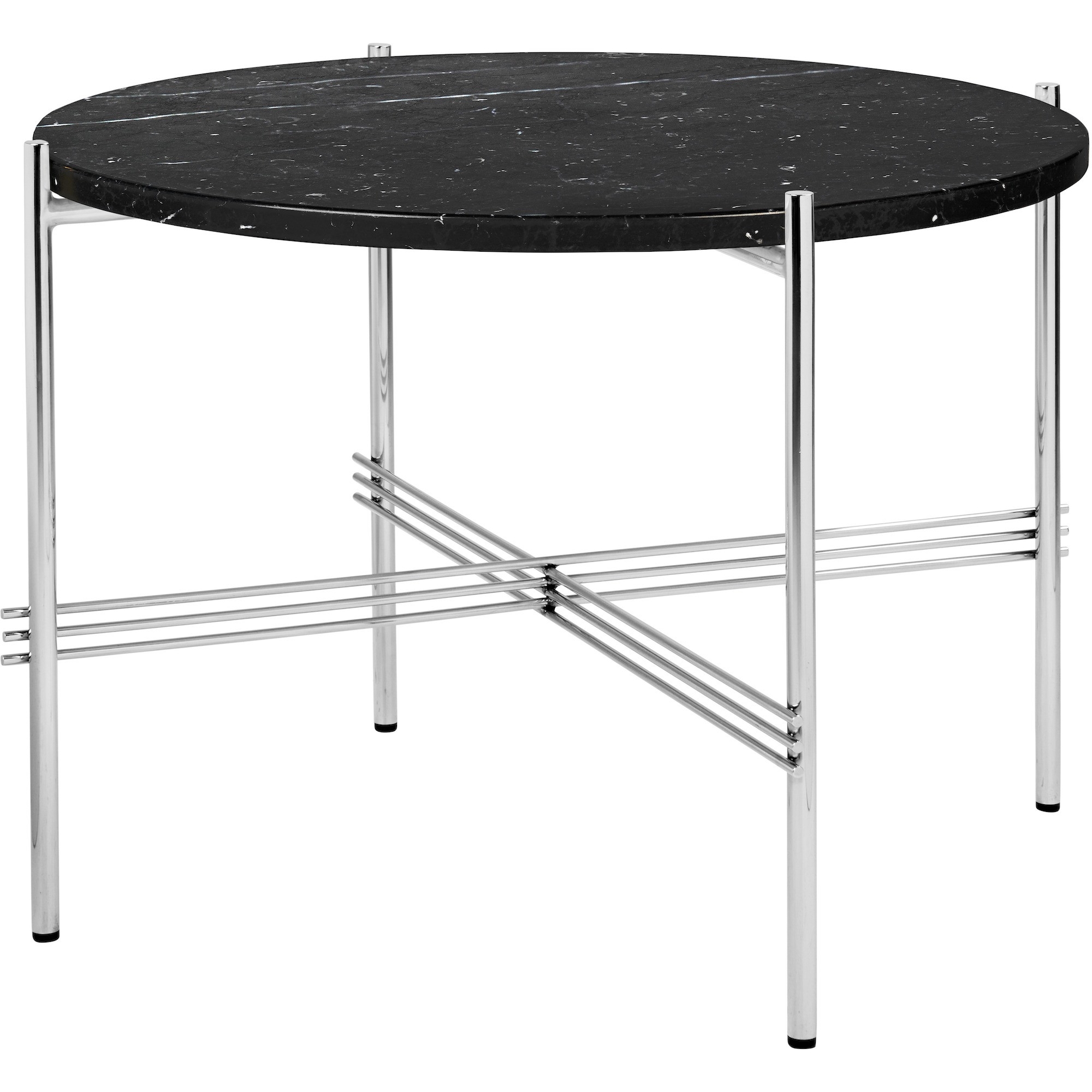 Ø55xH41cm - black marble - polished steel base - TS round table - Gubi