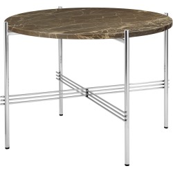 Ø55xH41cm - brown marble - polished steel base - TS round table - Gubi