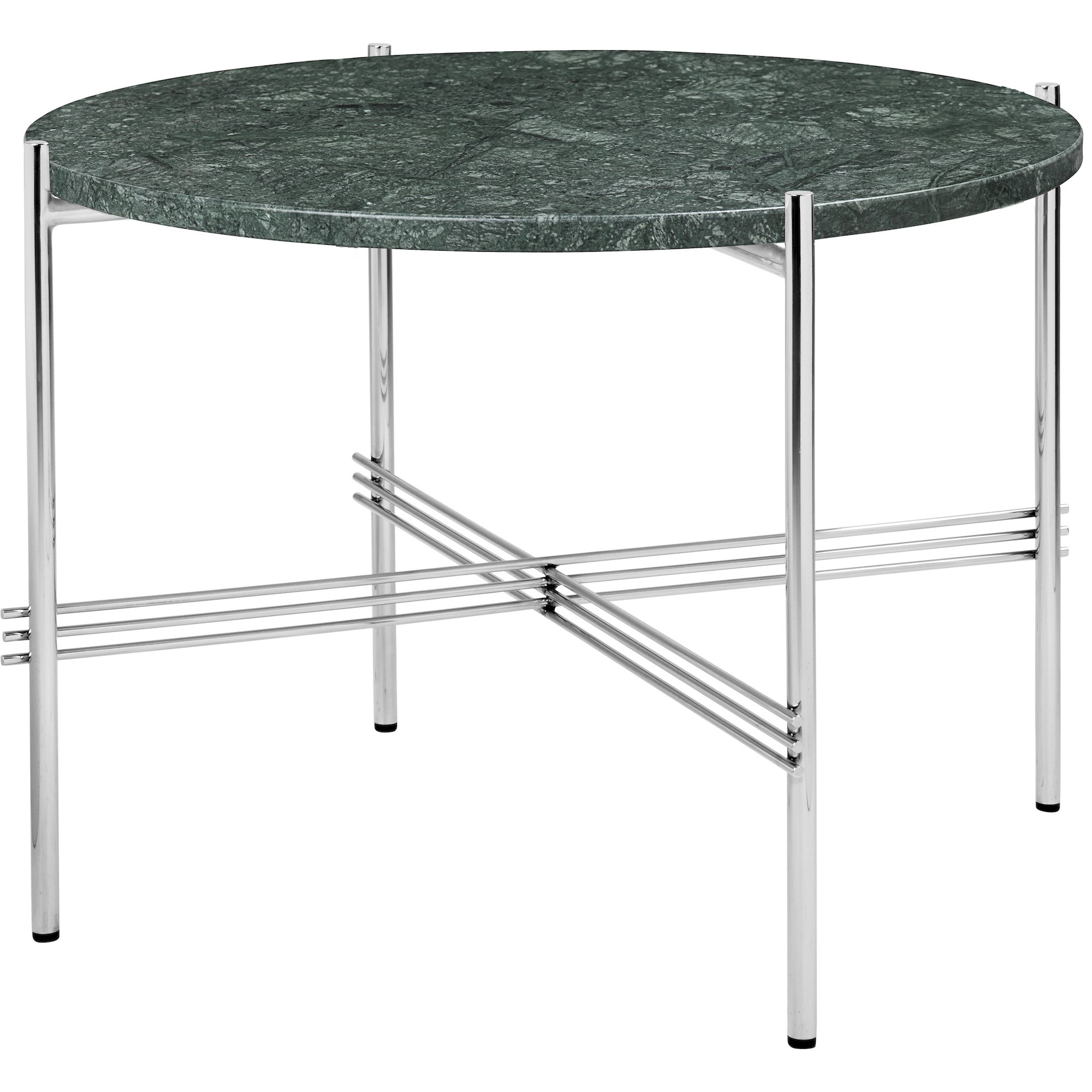 Ø55xH41cm - green marble - polished steel base - TS round table - Gubi