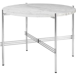 Ø55xH41cm - white marble - polished steel base - TS round table - Gubi