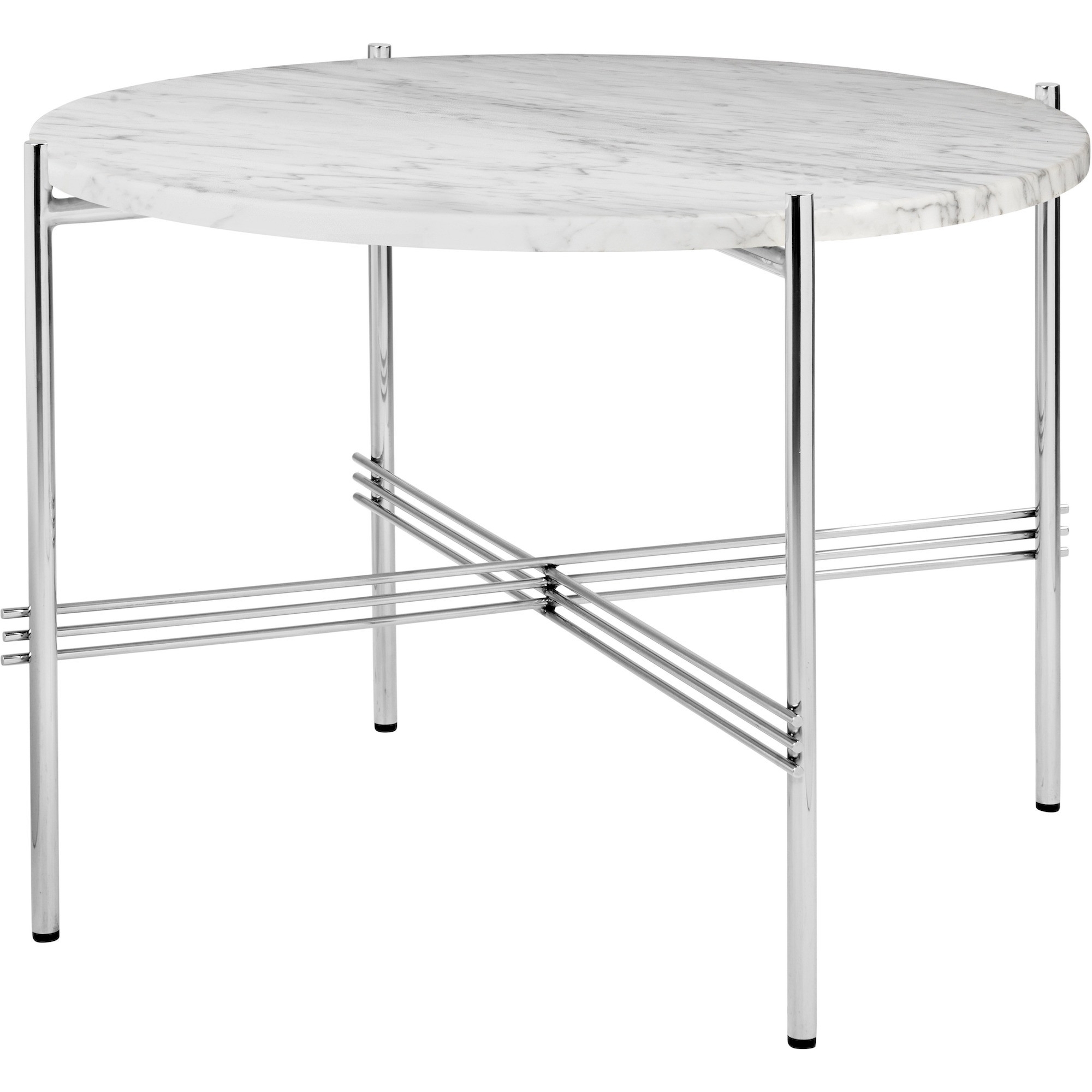 Ø55xH41cm - white marble - polished steel base - TS round table - Gubi