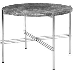 Ø55xH41cm - grey marble - polished steel base - TS round table - Gubi