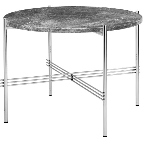 Ø55xH41cm - grey marble - polished steel base - TS round table - Gubi