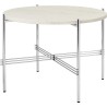 Ø55xH41cm - neutral white travertine - polished steel base - TS round table - Gubi