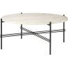 copy of Ø80xH35cm - warm taupe travertine - black base - TS round table - Gubi