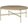 Ø80xH35cm - warm taupe travertine - brass base - TS round table - Gubi