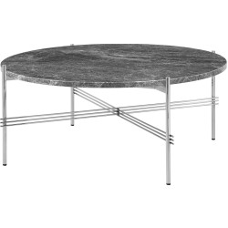 Ø80xH35cm - marbre gris - base acier poli - table ronde TS - Gubi