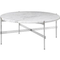 Ø80xH35cm - marbre blanc - base acier poli - table ronde TS - Gubi