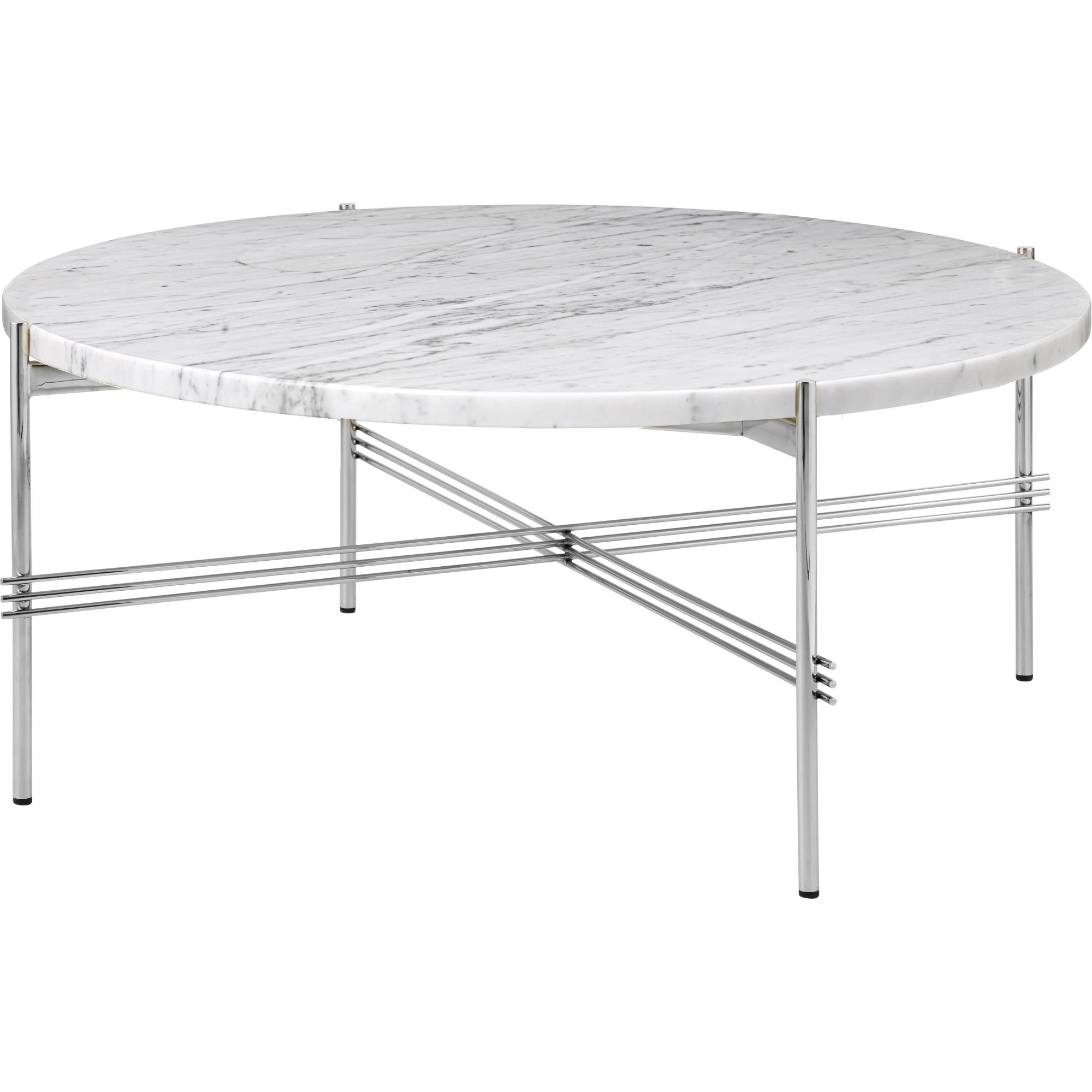 Ø80xH35cm - white marble - polished steel base - TS round table - Gubi